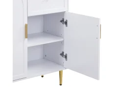 Conjunto de vestidor de entrada 80x35x175.5 cm - 2 puertas y 1 cajón - con 3 ganchos - Estantes regulables - MDF - Blanco