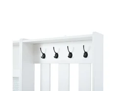 Conjunto de vestidor de entrada 110x35x175.5 cm - Mueble para zapatos y banco de zapatos - ganchos y panel perforado - Blanco