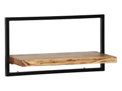 Conjunto estantes pared 5 piezas madera maciza acacia y acero