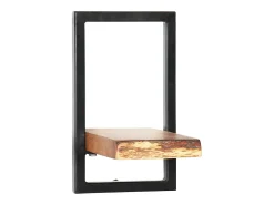 Conjunto estantes pared 5 piezas madera maciza acacia y acero