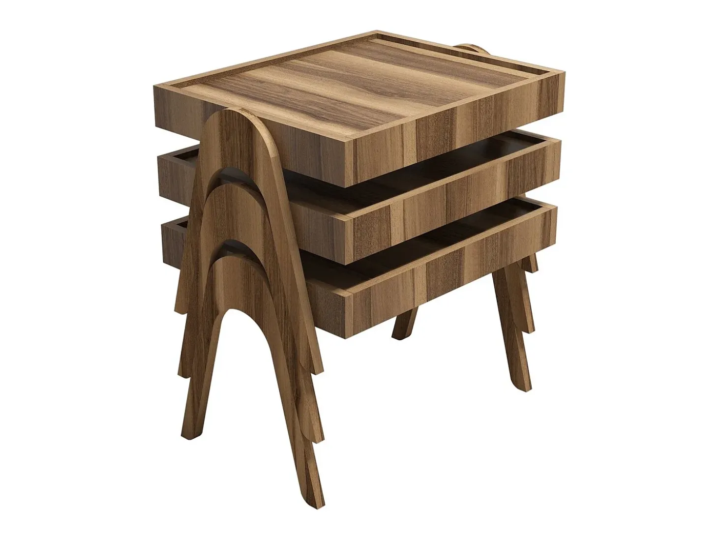 Conjunto mesa de centro Kailua 135, Nuez, 41x54x40cm, Aglomerado laminado, Angular