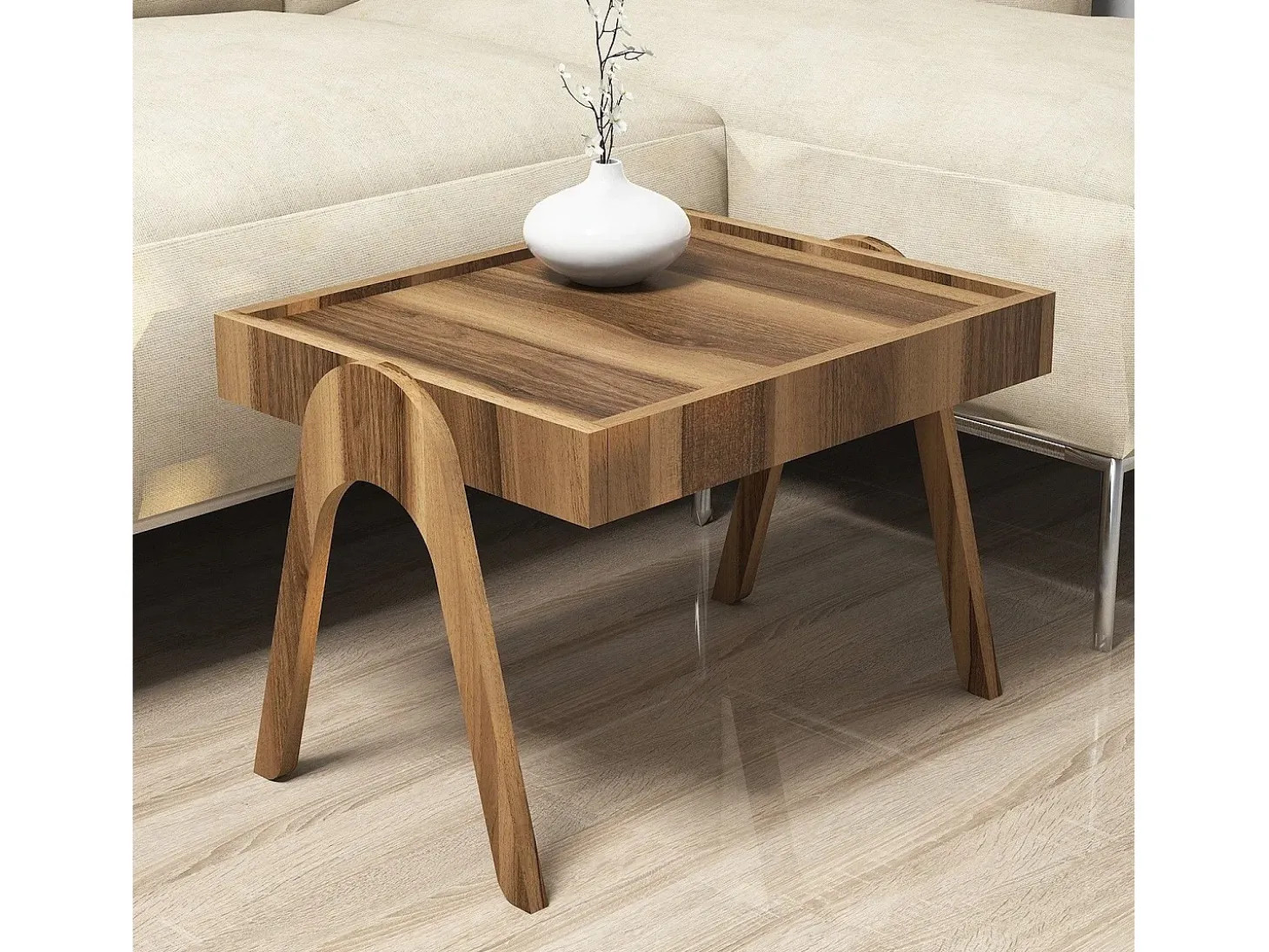 Conjunto mesa de centro Kailua 135, Nuez, 41x54x40cm, Aglomerado laminado, Angular