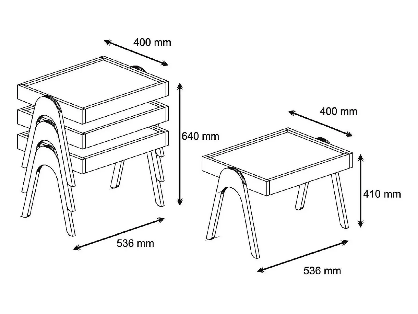 Conjunto mesa de centro Kailua 135, Nuez, 41x54x40cm, Aglomerado laminado, Angular