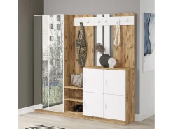 Conjunto pasillo Kailua 525, 180x187x35cm, Espejo, Pino|Blanco, Aglomerado laminado