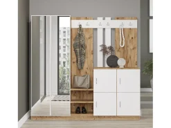 Conjunto pasillo Kailua 525, 180x187x35cm, Espejo, Pino|Blanco, Aglomerado laminado
