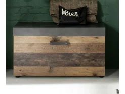 Conjunto recibidor 3 piezas en melamina roble oscuro y gris Orcel