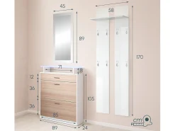 Conjunto recibidor para Entrada Pasillo en Blanco y Sonoma con LED 105x24x89cm Paola