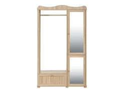 Conjunto vestidor de entrada - 115,5x38,5x194,5 cm - con espejo y tendedero abierto - 1 cajón y 2 puertas - MDF - Color roble