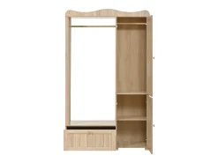 Conjunto vestidor de entrada - 115,5x38,5x194,5 cm - con espejo y tendedero abierto - 1 cajón y 2 puertas - MDF - Color roble