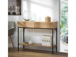 Consola 2 Cajones 1 Estante Decoración de Madera L100 cm - TESSA