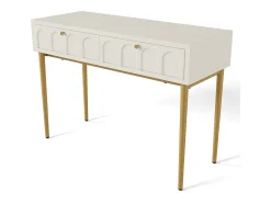 Consola con 2 cajones - Blanco leche y dorado - Madera y metal