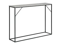 Consola con 1 estante, efecto piedra, estructura negra, 110 x 26 x 80 cm