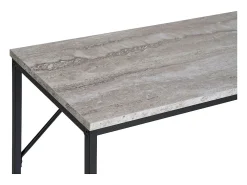 Consola con 1 estante, efecto piedra, estructura negra, 110 x 26 x 80 cm