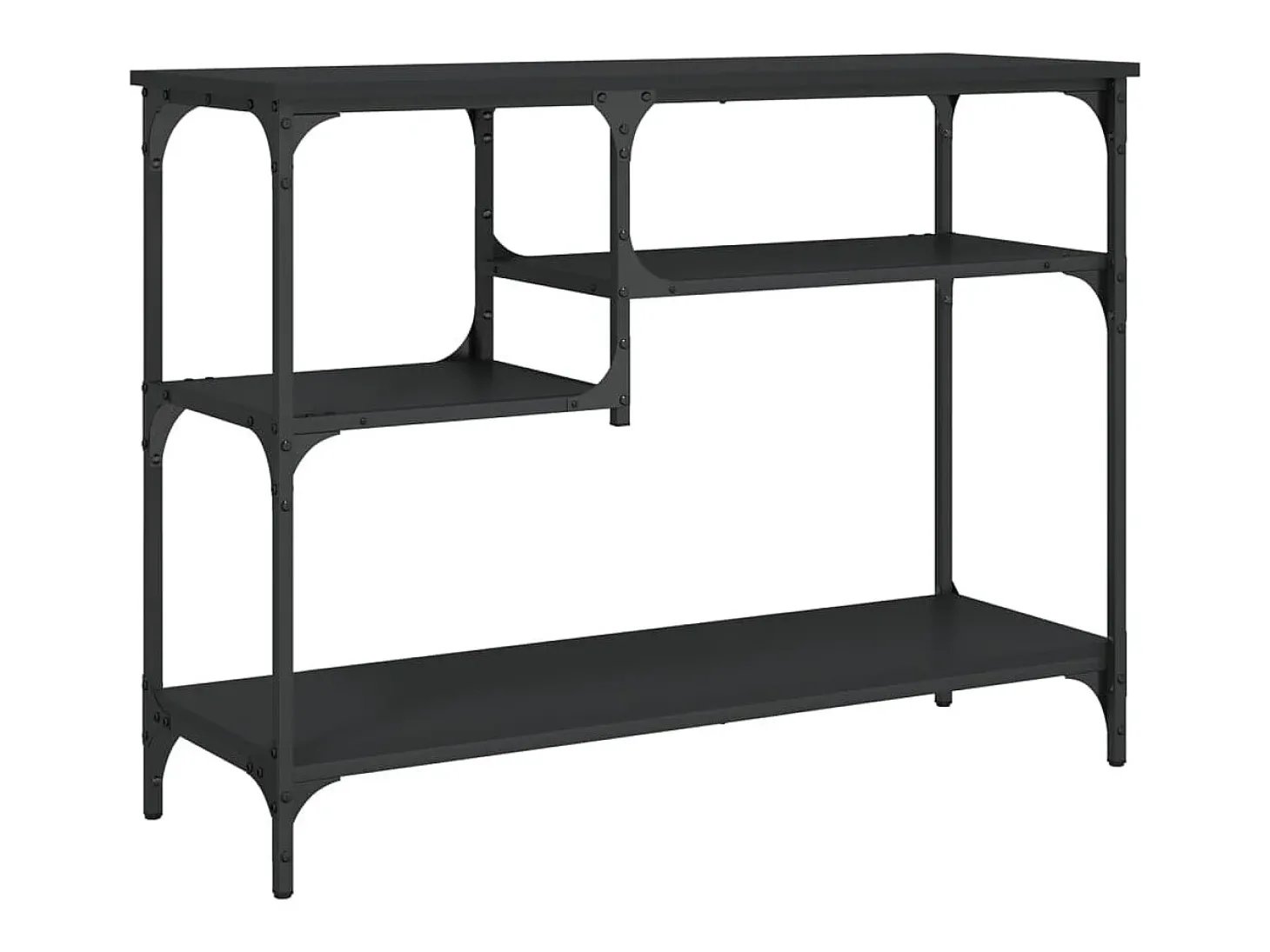 Consola con estantes negra 100x35x75 cm