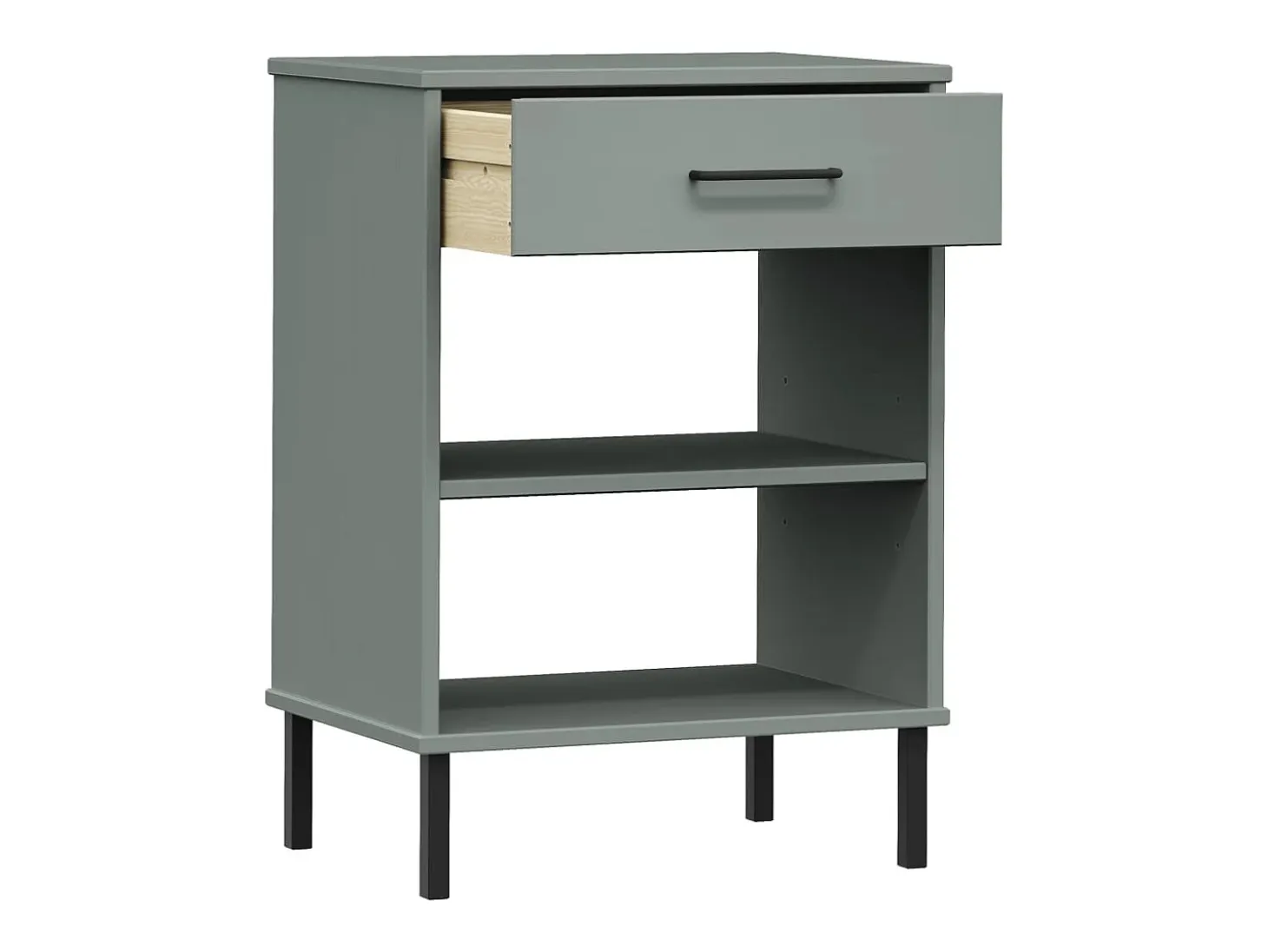 Consola con patas de metal Gris Madera maciza de pino OSLO
