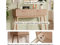 Consola de 2 cajones con efecto madera y listones