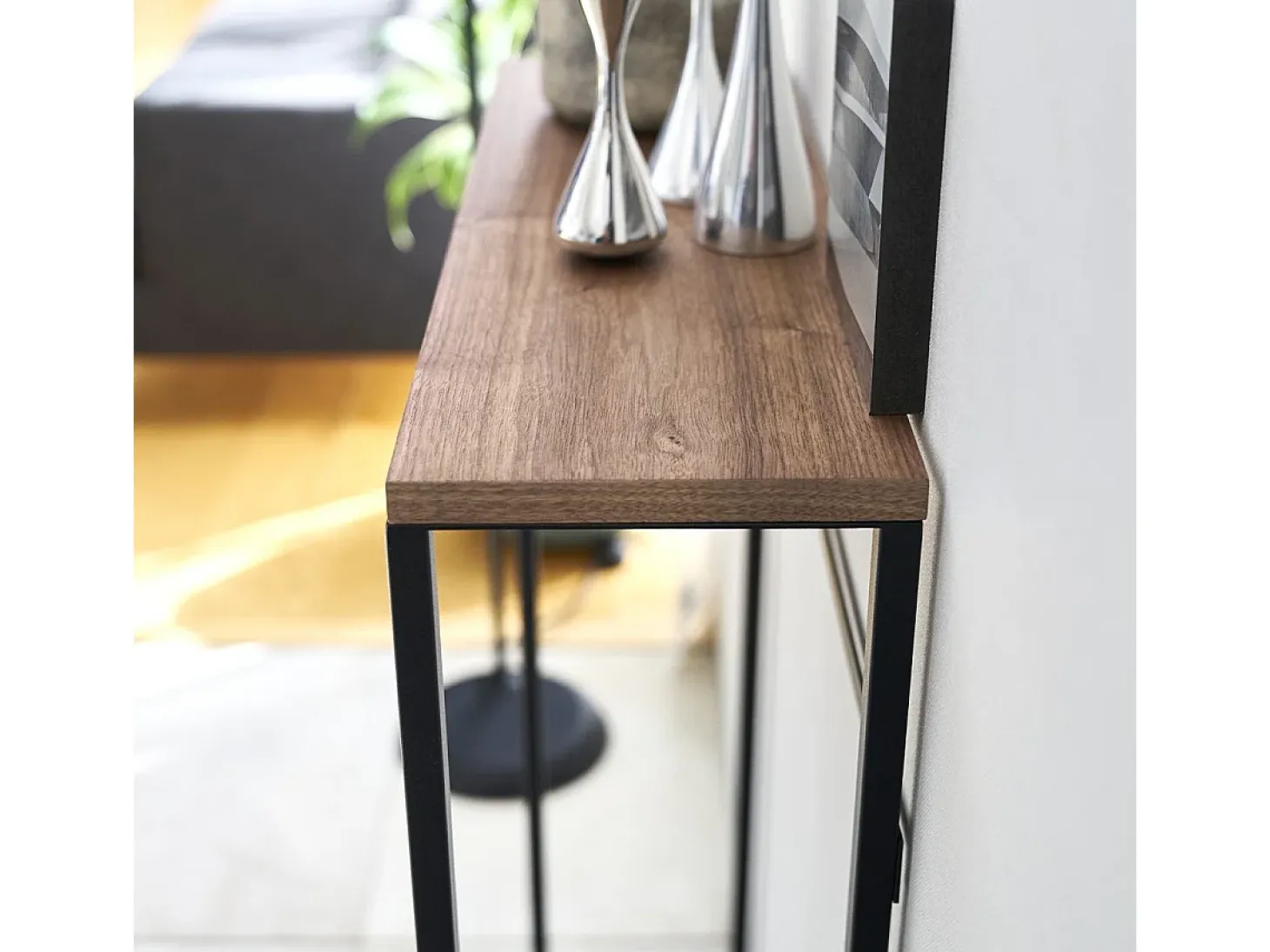 Consola de entrada de madera y metal Torre
