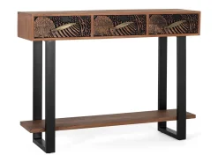Consola de madera de acacia teñida marrón