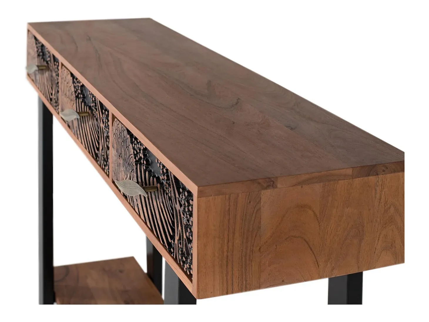 Consola de madera de acacia teñida marrón