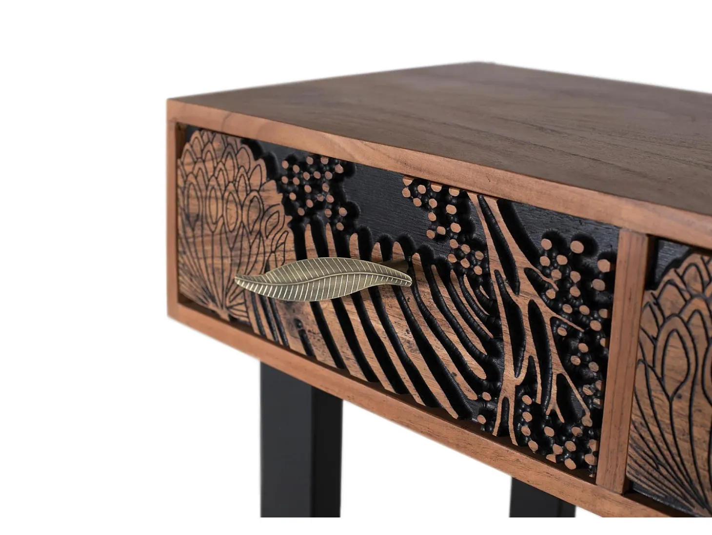 Consola de madera de acacia teñida marrón