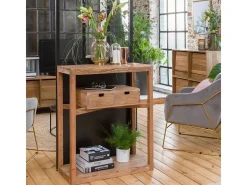 Consola de madera de acacia con almacenamiento Oslo - Made in Meubles