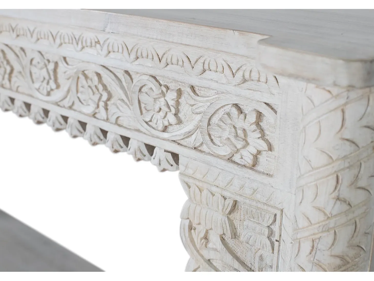 Consola de madera de mango blanco envejecido