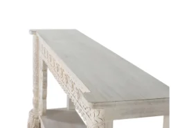 Consola de madera de mango blanco envejecido