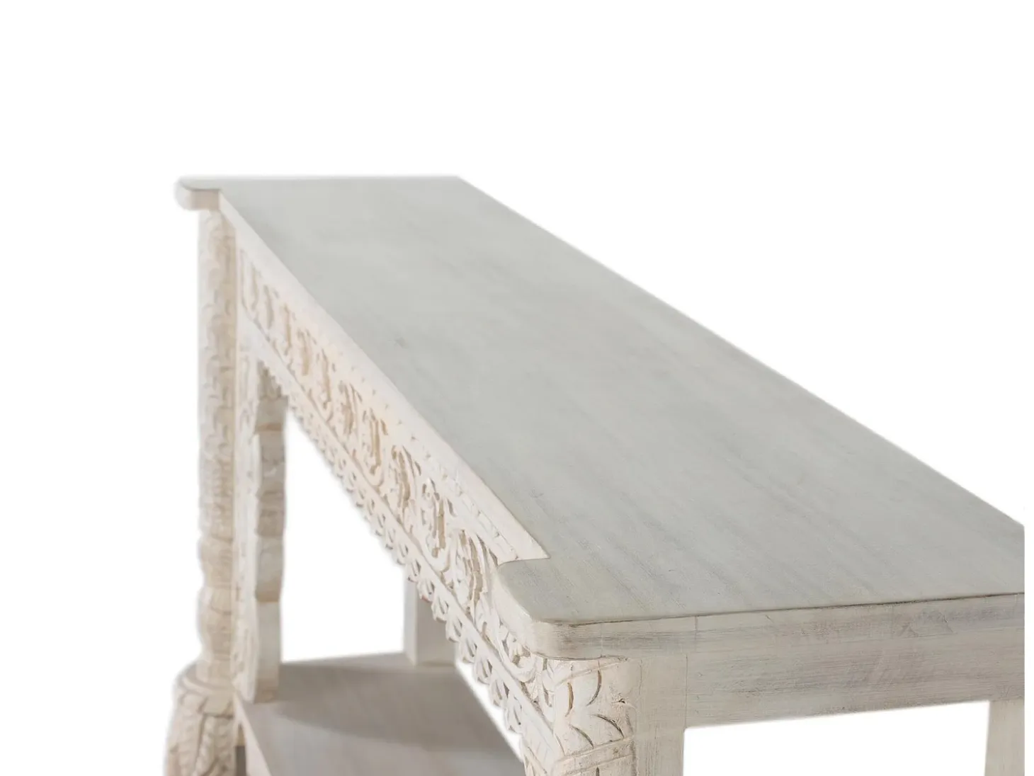 Consola de madera de mango blanco envejecido