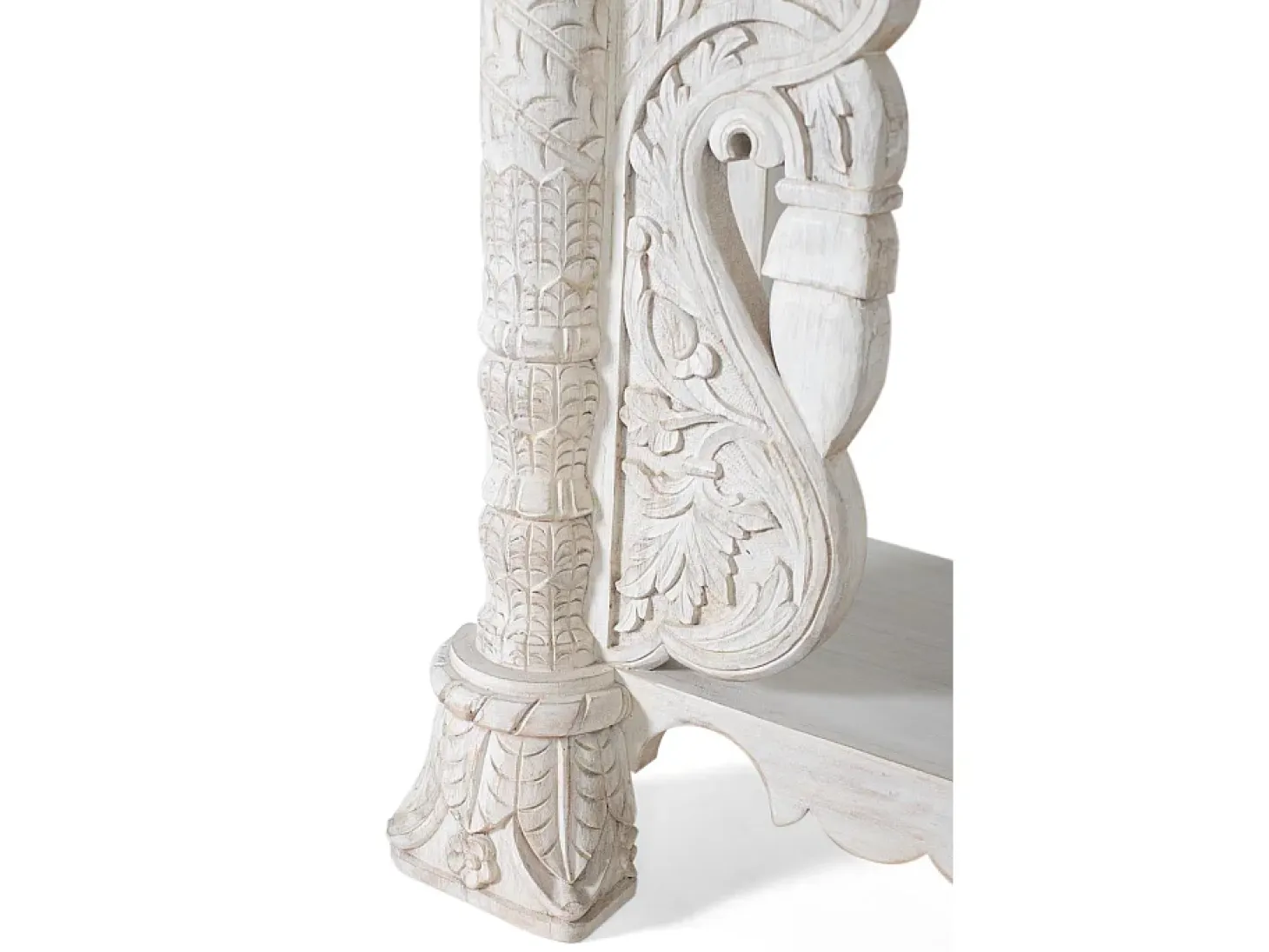 Consola de madera de mango blanco envejecido