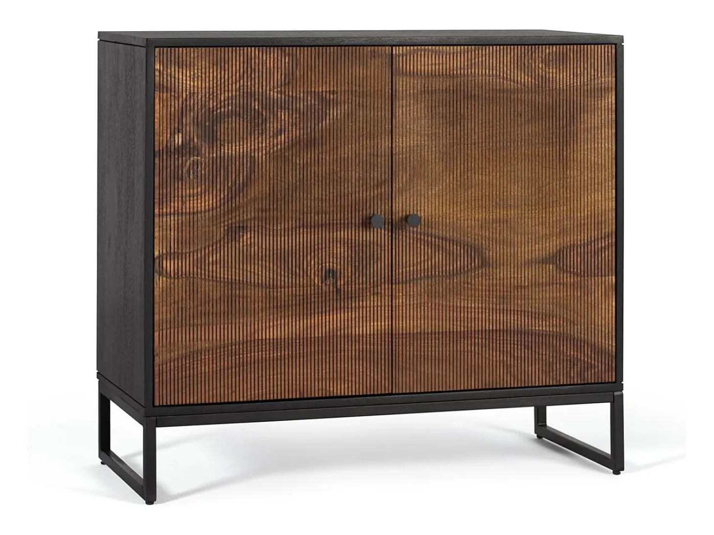 Consola de madera de palisandro y patas de metal marrón