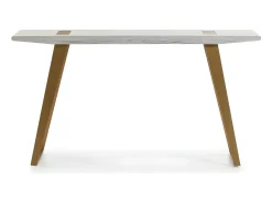 Consola de madera maciza blanca con patas de metal dorado 150 cm