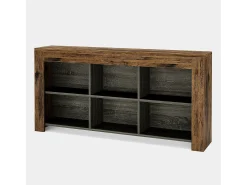 Consola de mesa de 160 cm de largo, mesa de entrada de madera rústica con 6 cubos de almacenamiento