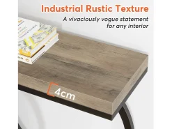 Consola de mesa dorada de 140 cm, Mesa de entrada moderna con patas de metal dorado en forma de O, 140 x 30 x 80 cm, gris
