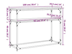 Consola de roble ahumado 100x35,5x75 cm madera de ingeniería