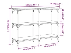 Consola de roble ahumado 100x29x75 cm madera de ingeniería