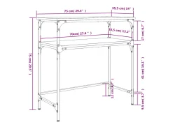 Consola de roble ahumado 75x35,5x75 cm madera de ingeniería