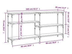 Consola de roble ahumado 160x29x75 cm madera de ingeniería