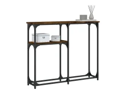 Consola de roble ahumado 90x22,5x75 cm madera de ingeniería