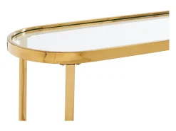 Consola de vidrio templado y acero inoxidable cromado - Transparente y dorado - JOLINY