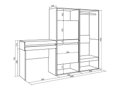 Consola entrada, 190x35x145cm, Recibidor, Zapatero, Vestidor abierto, Cemento