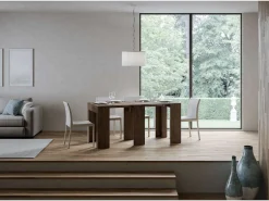 Consola extensible 78x47/299 cm Allin nogal extensiones internas