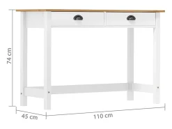 Consola Hill con 2 cajones 110x45x74 cm Pino macizo