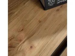Consola industrial de madera de acacia y metal Montréal con almacenamiento y puertas correderas