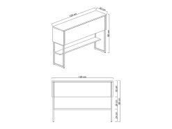 Consola Kailua Z120, Dorado|De color marrón claro, 80x120x30cm, Con puertas