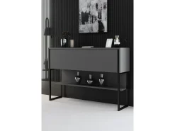 Consola Kailua Z120, Negro|Antracita, 80x120x30cm, Con puertas