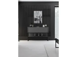 Consola Kailua Z120, Negro|Antracita, 80x120x30cm, Con puertas
