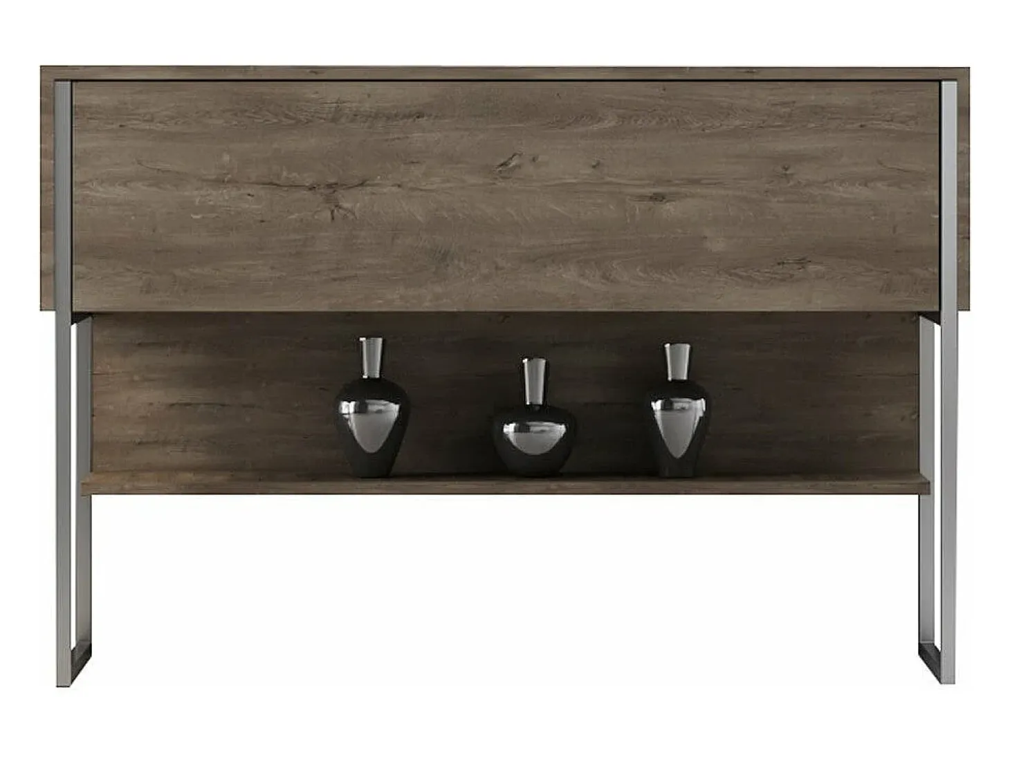 Consola Kailua Z120, Plata|Nogal, 80x120x30cm, Con puertas