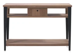 Consola madera fresno con cajón y patas metálicas