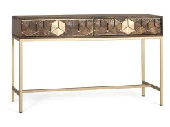 Consola mango nogal y oro elegancia única