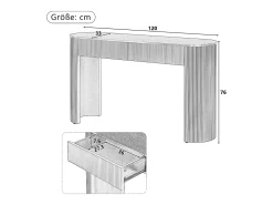 Consola mesa 120x33x76cm - con 2 cajones - Esquinas redondeadas - MDF - Blanco